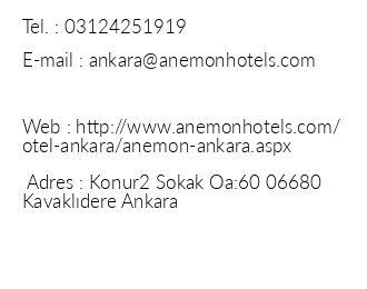 Anemon Ankara iletiim bilgileri